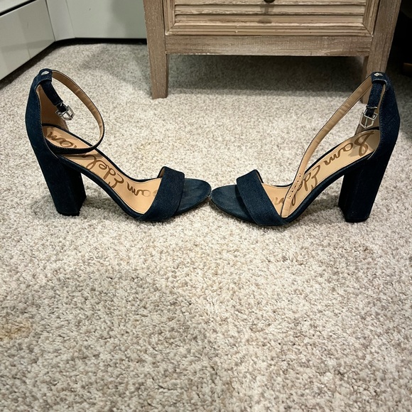 Sam Edelman Yaro / Daniella Denim Block Heel Sandal Navy Size 7 - Picture 3 of 7